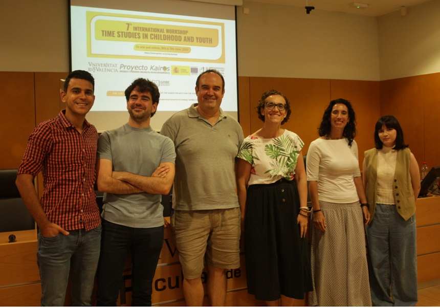 Persones participants al projecte Kairos per la UV. D’esquerra a dreta: Jovany Barajas, Iván Lorente, Daniel Gabaldón, Lucía Monfort, Marta Talavera y Lucía Villalba.
